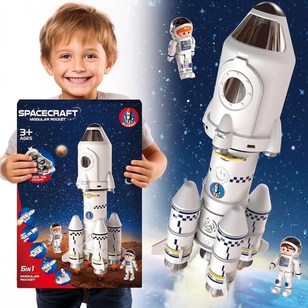 Rocket Ship Toy Set for Kids with Astronaut Figures