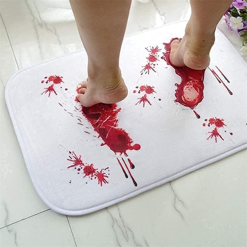 Halloween Color-Changing Bath Mat - Non-Slip Footprint Rug