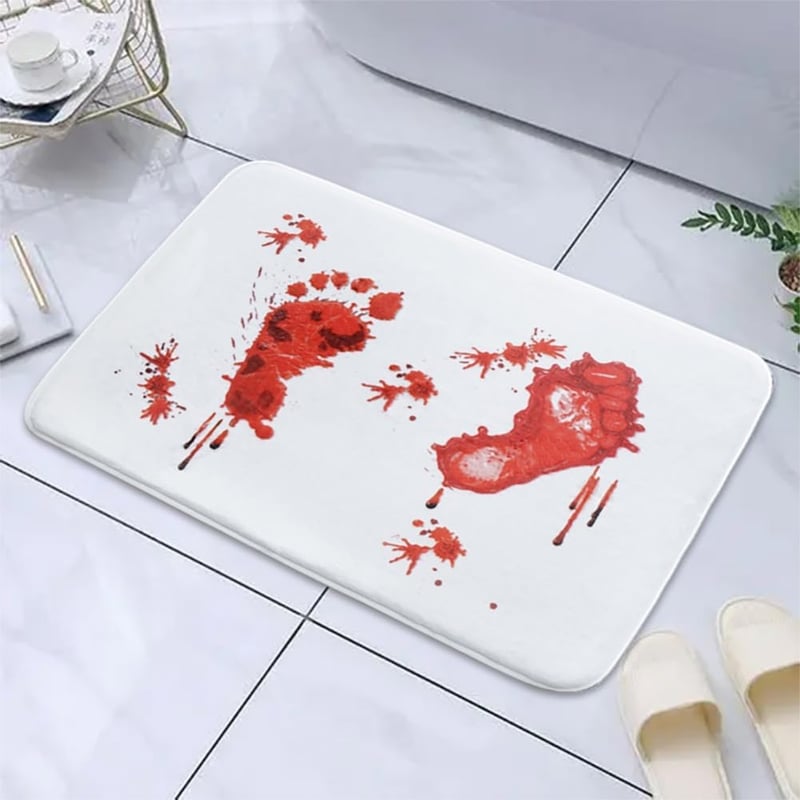 Halloween Bloody Footprint Bath Mat - Color-Changing Non-Slip Rug