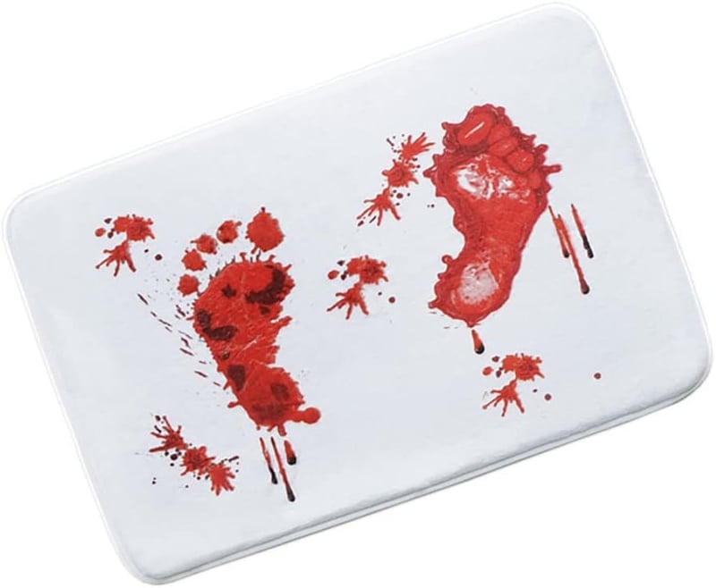 Halloween Bloody Footprint Doormat - Creepy Entryway Rug