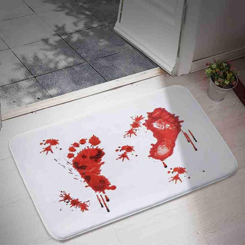 Halloween Bloody Footprint Doormat - Creepy Entryway Rug