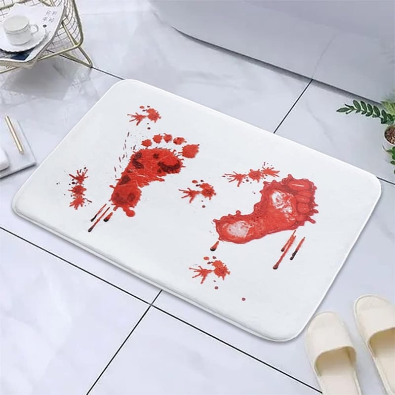 Halloween Bloody Footprint Doormat - Creepy Entryway Rug