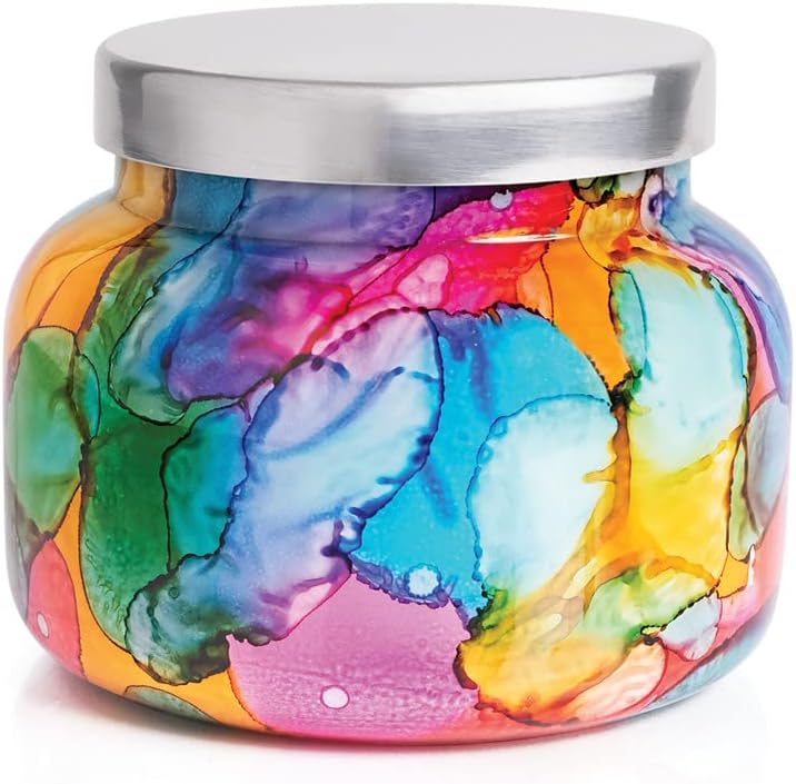 Luxury Volcano Candle in Rainbow Glass - Aromatherapy, 19 Oz