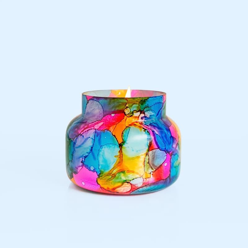 Luxury Volcano Candle in Rainbow Glass - Aromatherapy, 19 Oz