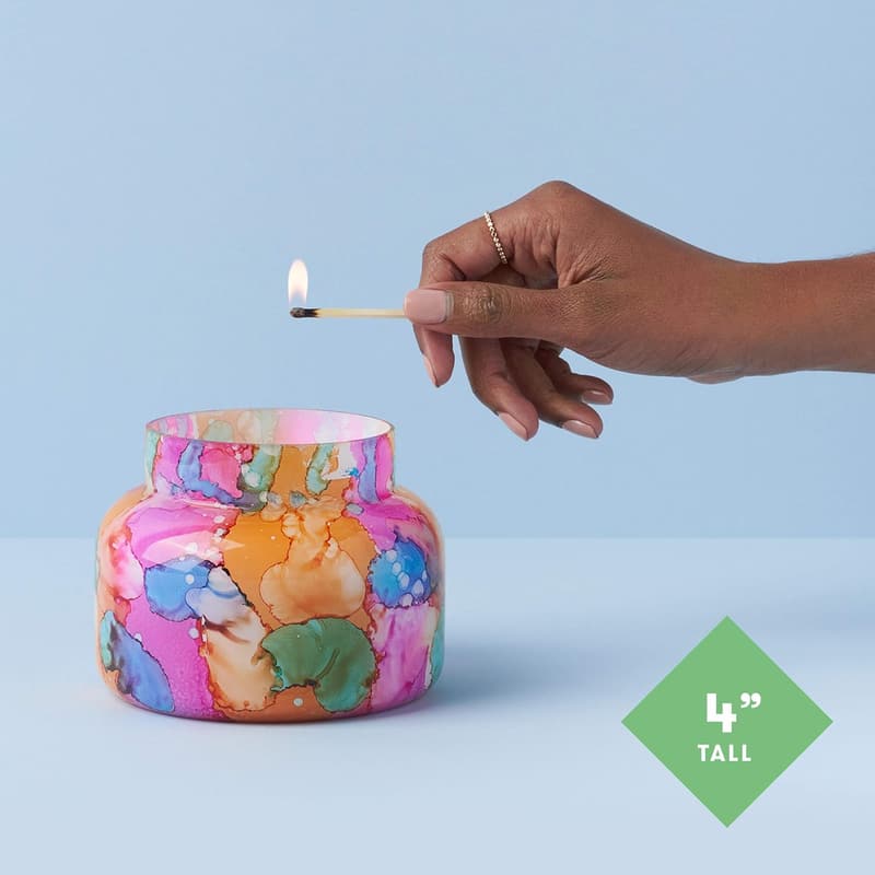 Luxury Volcano Candle in Rainbow Glass - Aromatherapy, 19 Oz