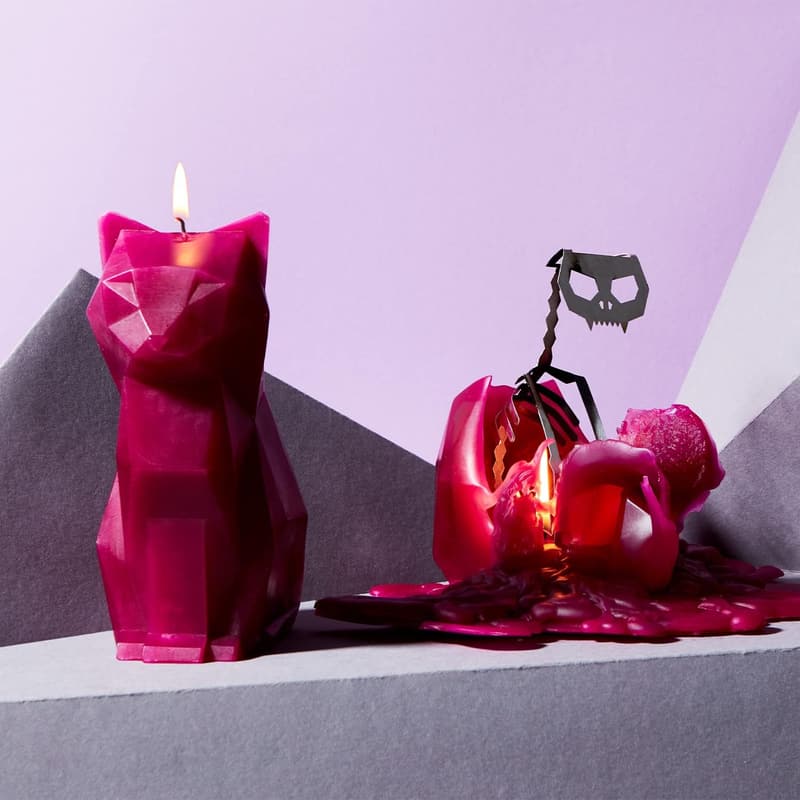 Halloween Cat Candle with Metallic Skeleton | Unique Gift for Cat Lovers