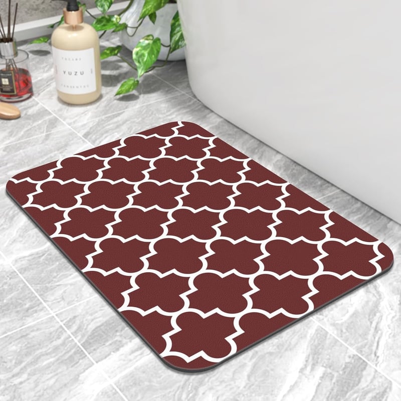 Super Absorbent Anti-Slip Bath Mat - Quick Dry, Red 16