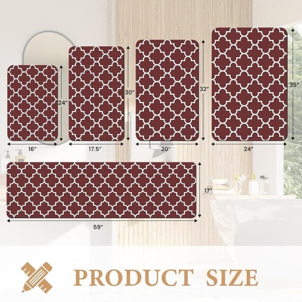 Super Absorbent Anti-Slip Bath Mat - Quick Dry, Red 16
