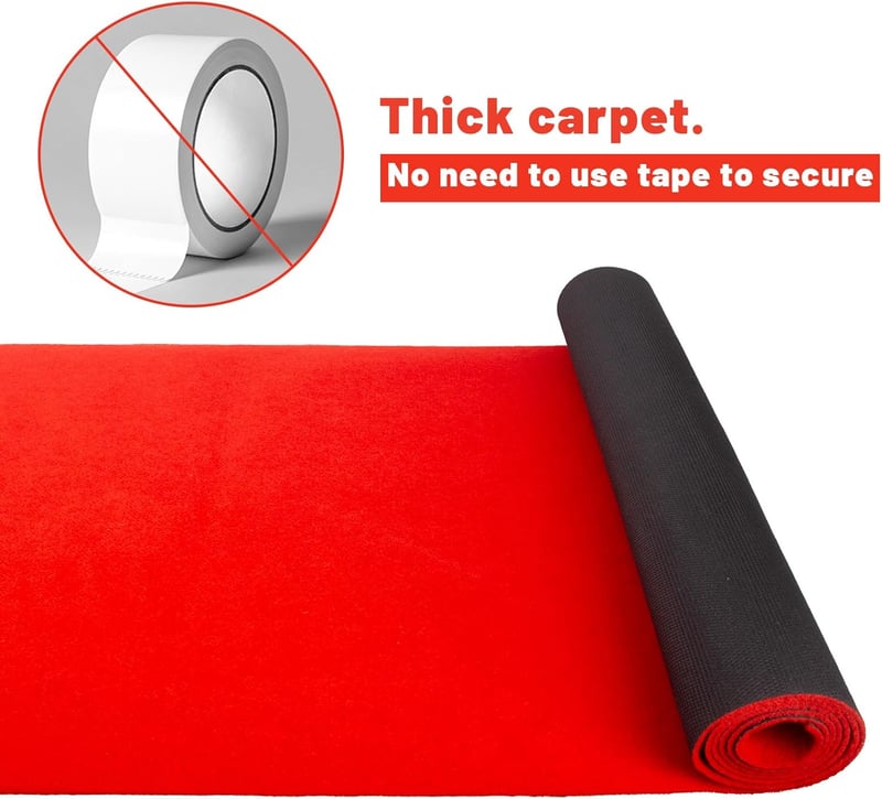 Waterproof Red Carpet Runner Rug for Weddings & Events, 3x15 Ft