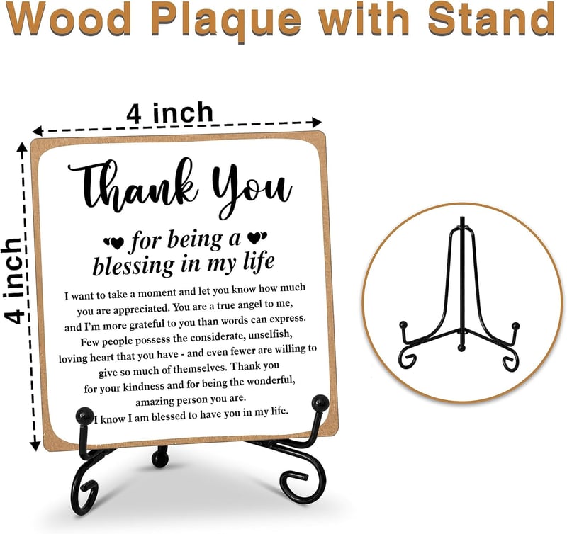 Thanksgiving Thank You Wooden Plaque with Stand for Family