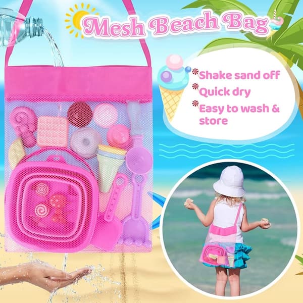 Kids' Collapsible Beach Toy Set with Bucket, Shovels & Molds