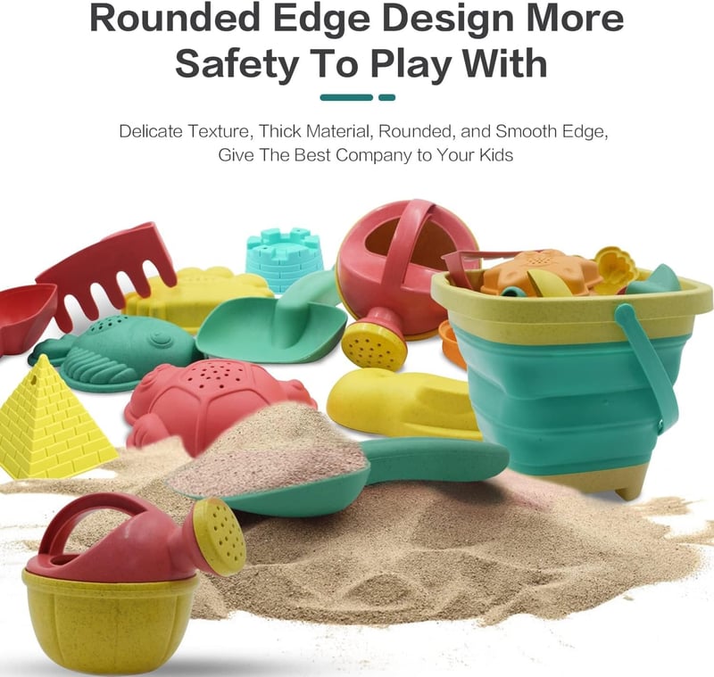 Kids' Beach Toy Set - 12 PCS Sand Bucket, Shovel & Rake