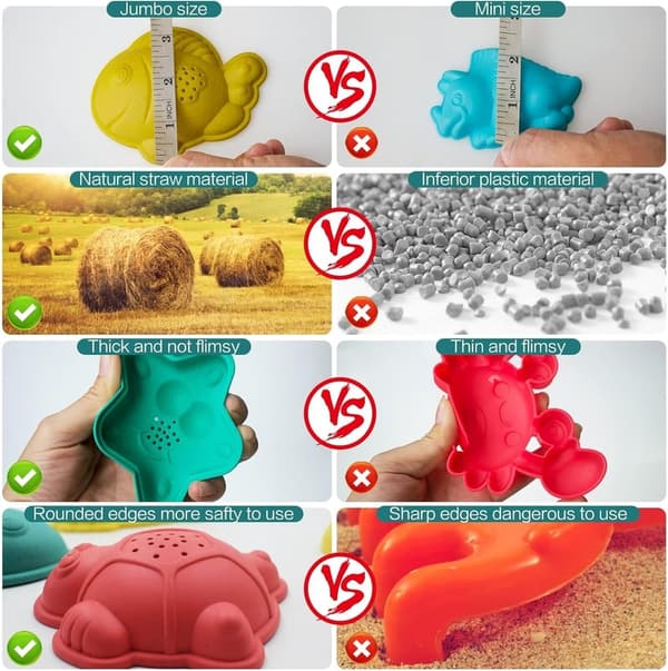 Kids' Beach Toy Set - 12 PCS Sand Bucket, Shovel & Rake