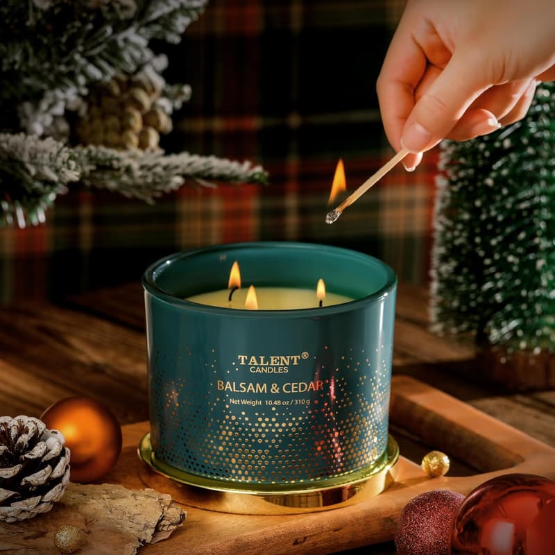 Christmas Pine Scented 3-Wick Jar Candle Gift for Women