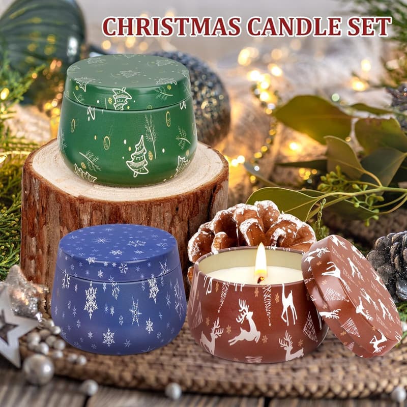Christmas Scented Soy Candle Gift Set for Couples - 3 Pack