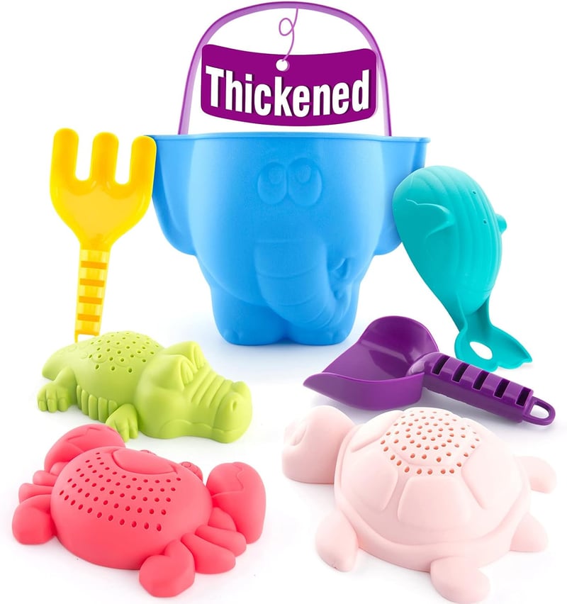 Toddler Beach Toy Set - Sand Bucket, Rake, and Shovel