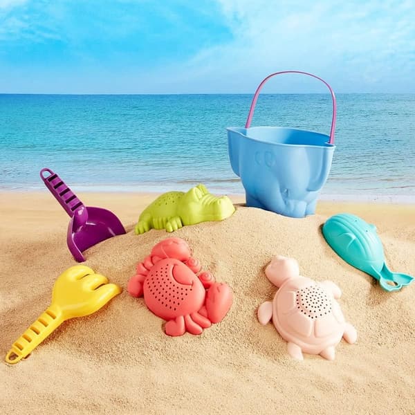 Toddler Beach Toy Set - Sand Bucket, Rake, and Shovel