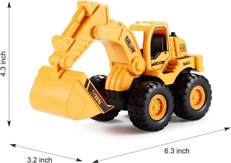 Friction-Powered Excavator Loader Truck Set for Kids (2 Pack)