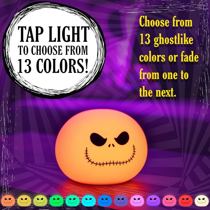 Jack Skellington Color-Changing Night Light - Dimmable Lamp for Kids