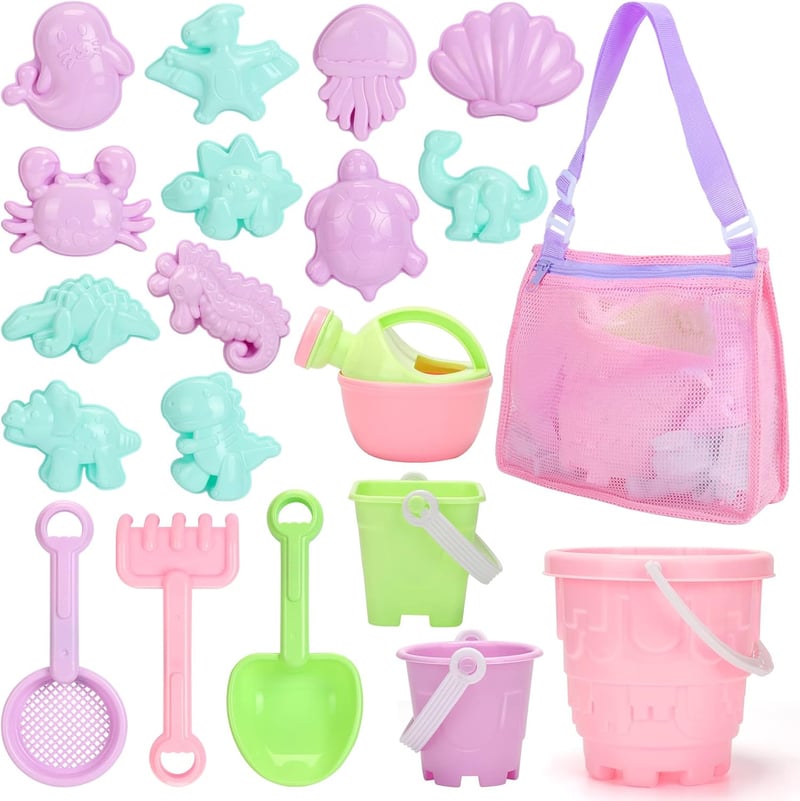 Kids' Beach Sand Toy Set with Bucket, Watering Can & Molds
