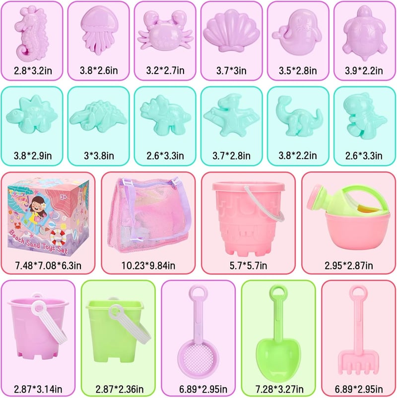 Kids' Beach Sand Toy Set with Bucket, Watering Can & Molds