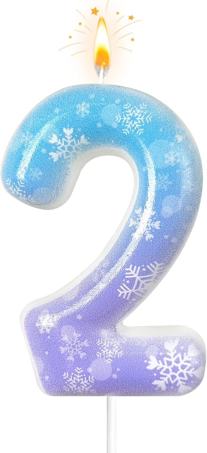 Digital Snowflake Birthday Candles - Blue & Purple (2)