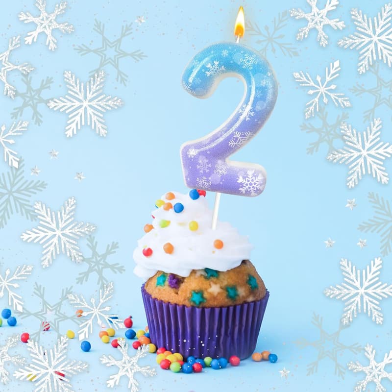 Digital Snowflake Birthday Candles - Blue & Purple (2)