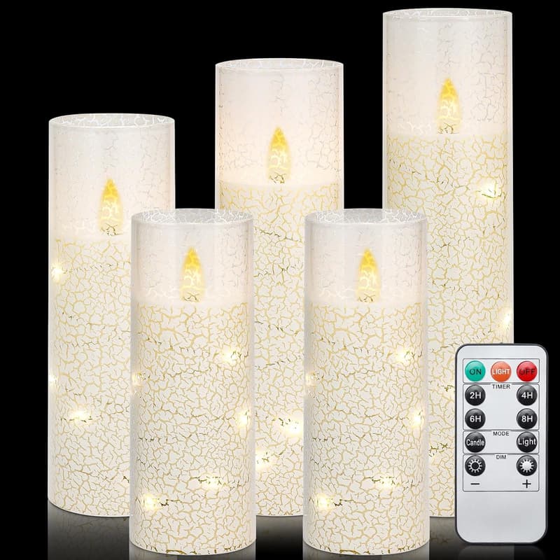 Snow Themed Flameless LED Candles Set with Remote & Timer
