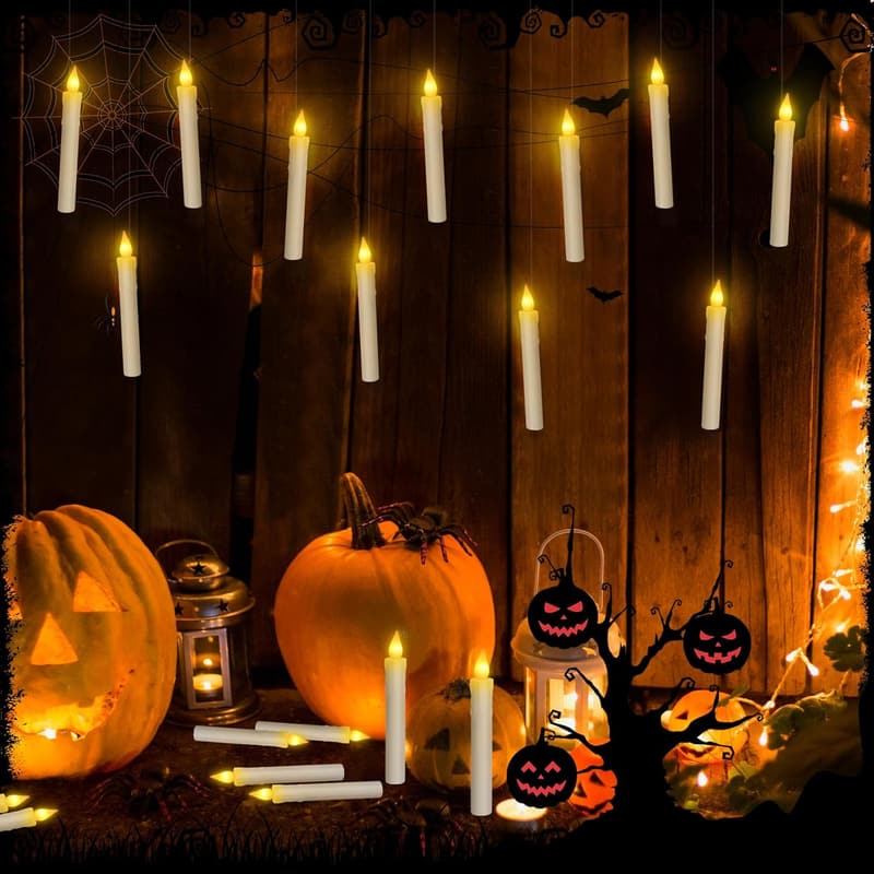 Christmas Floating LED Candles with Remote Timer - 12 PCS