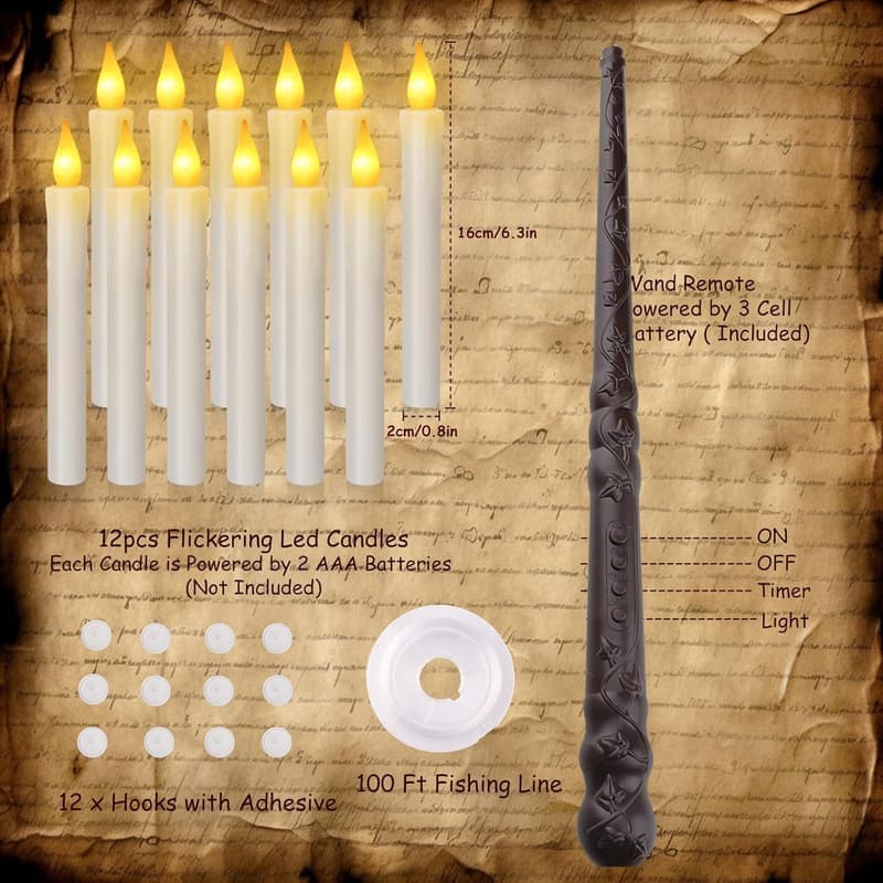 Christmas Floating LED Candles with Remote Timer - 12 PCS