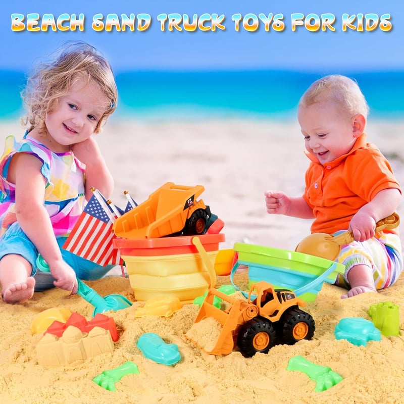 Kids' Beach Sand Toy Set - 29PCS with Buckets & Trucks