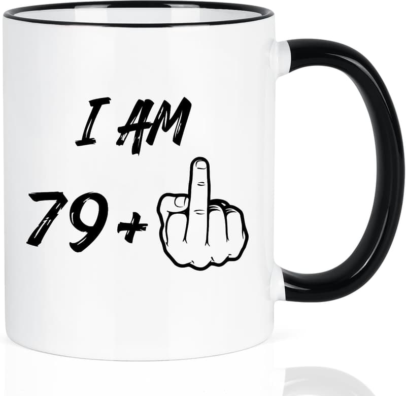 80th Birthday Coffee Mug for Men and Women, 11 oz Novelty Design