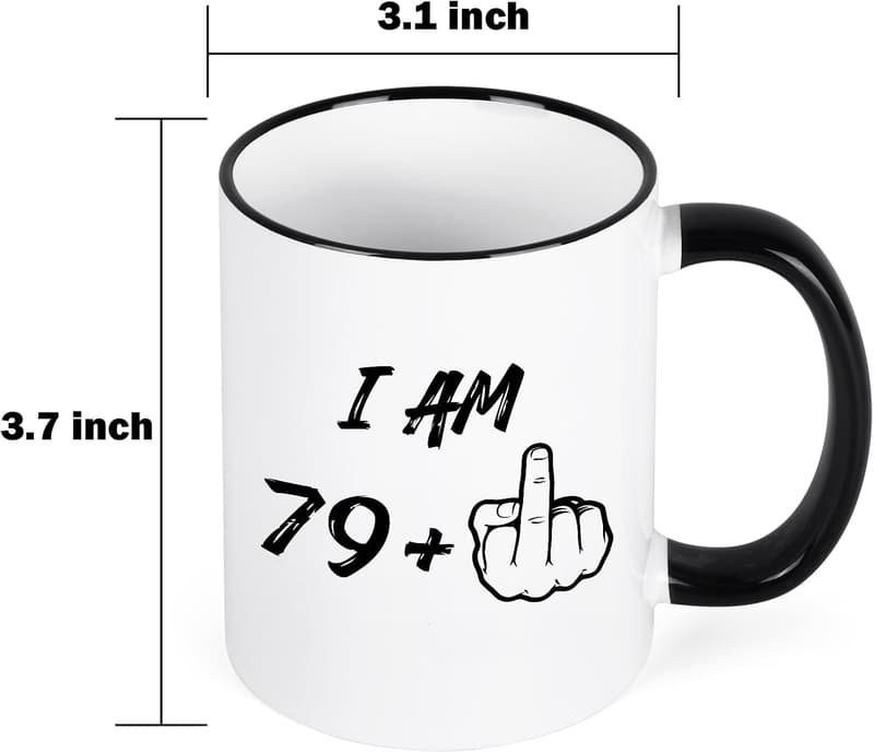 80th Birthday Coffee Mug for Men and Women, 11 oz Novelty Design