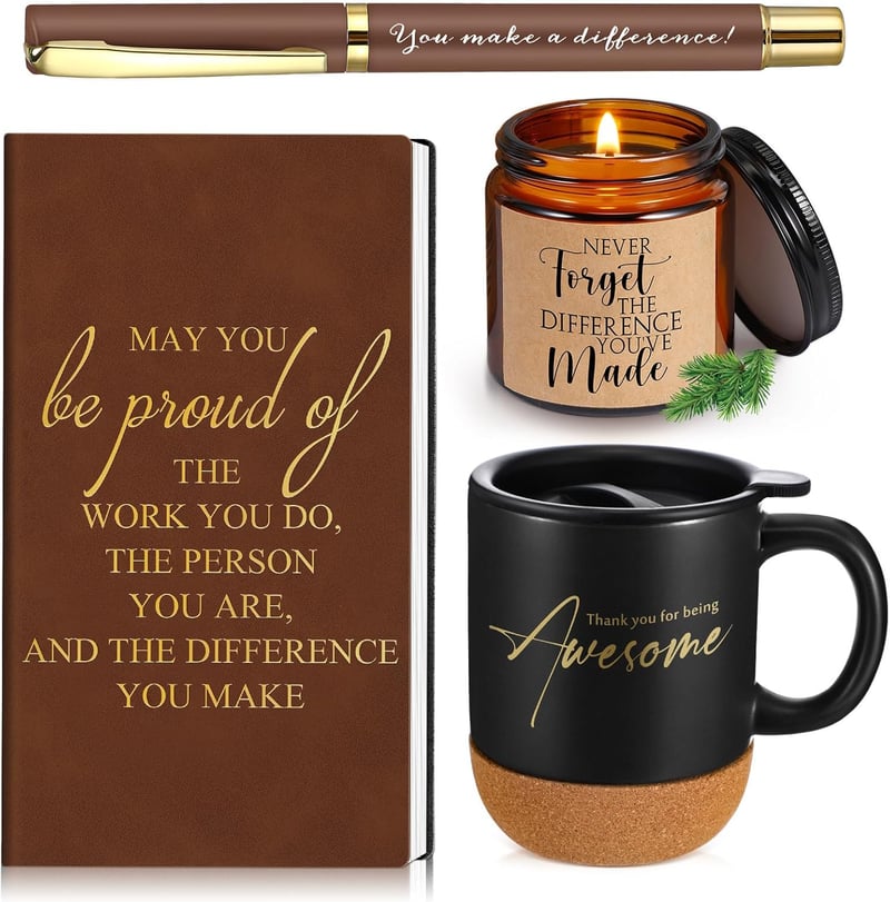 Graduation Gift Set: Inspirational Notebook, Mug, Candle & Pen