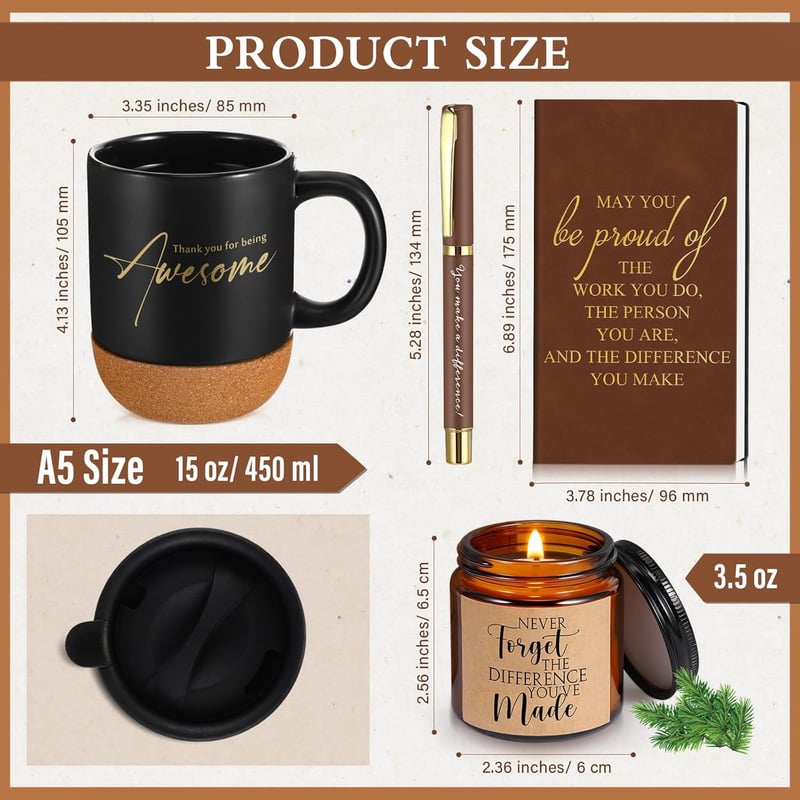 Graduation Gift Set: Inspirational Notebook, Mug, Candle & Pen
