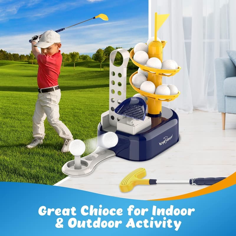 Kids Golf Set with Adjustable Club, 15 Balls & Cart - Ages 3-8