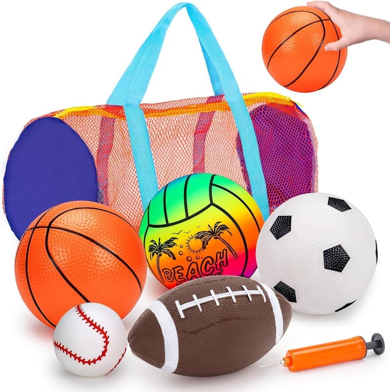 Kids' Sports Balls Set with Bag, 5-Pack Outdoor Toys