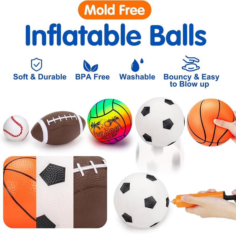 Kids' Sports Balls Set with Bag, 5-Pack Outdoor Toys