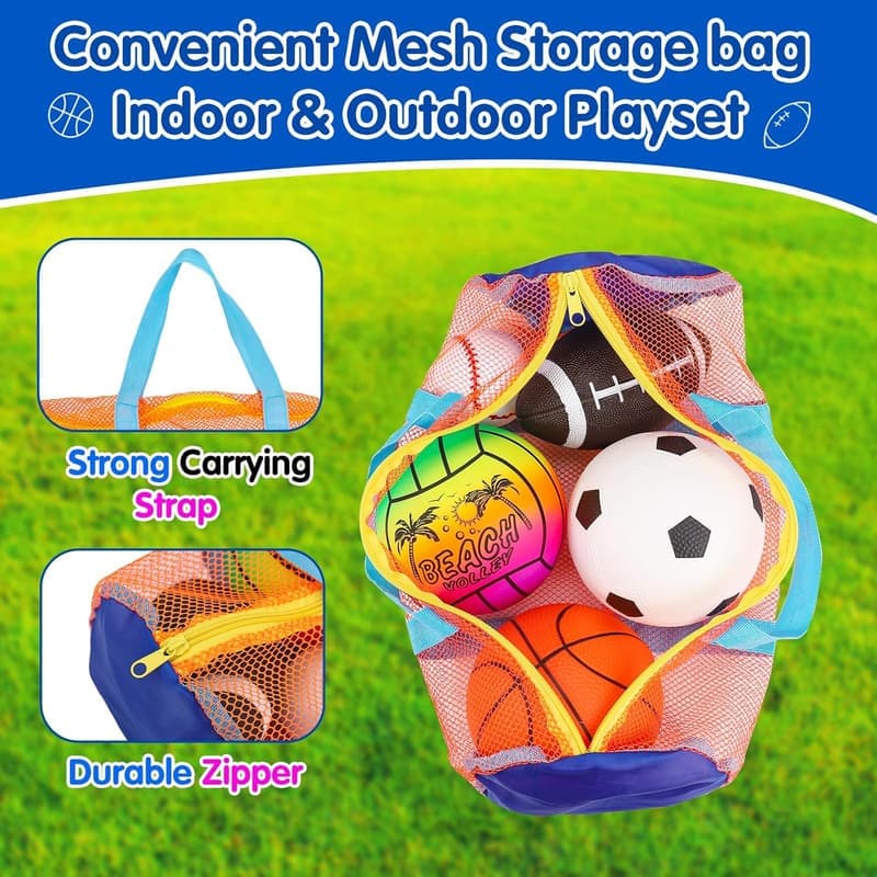 Kids' Sports Balls Set with Bag, 5-Pack Outdoor Toys