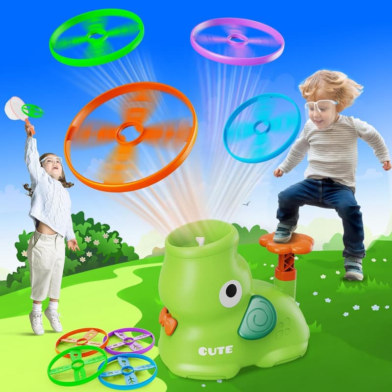 Outdoor Flying Disc Launcher Toy for Kids Ages 3-8, Elephant Game
