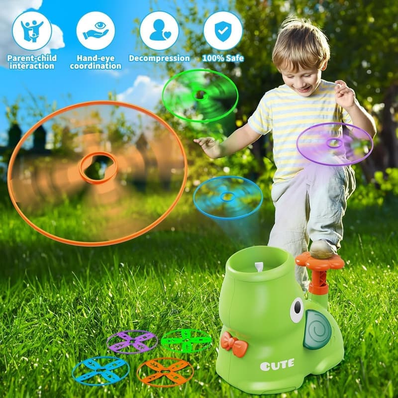 Outdoor Flying Disc Launcher Toy for Kids Ages 3-8, Elephant Game