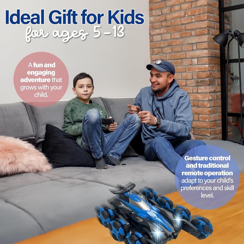 Remote Control Stunt Car with Lights & Spray - Ideal Gift for Kids