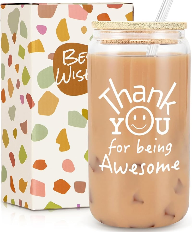 Thank You Gift Glass Cup for Coworkers and Teachers