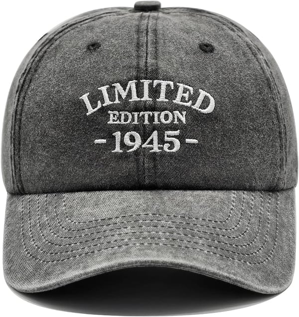 80th Birthday Washed Cotton Embroidered Baseball Cap