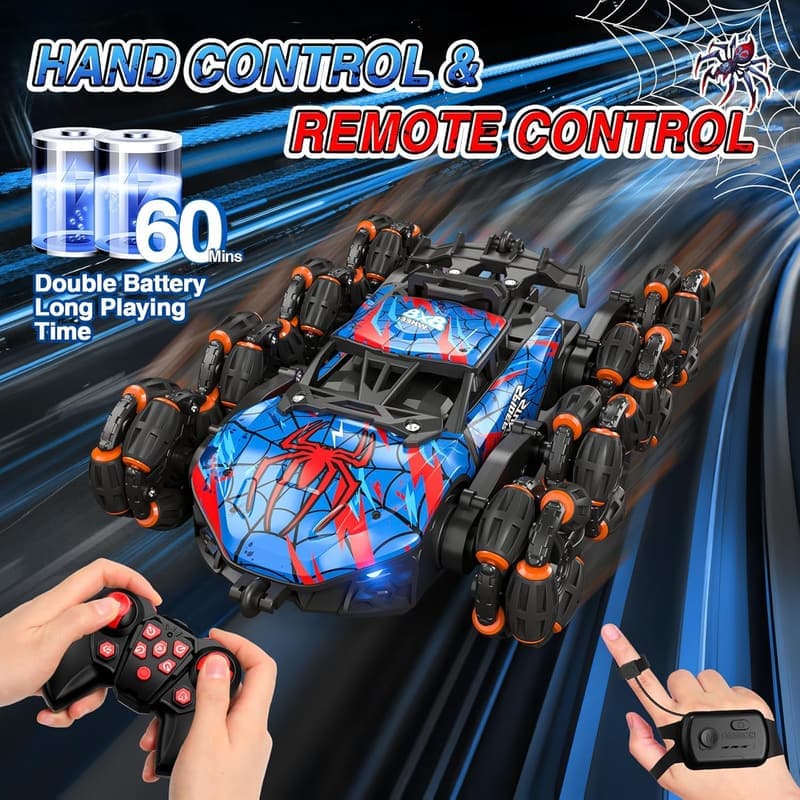 Gesture-Sensing RC Stunt Car with Lights and Music for Kids