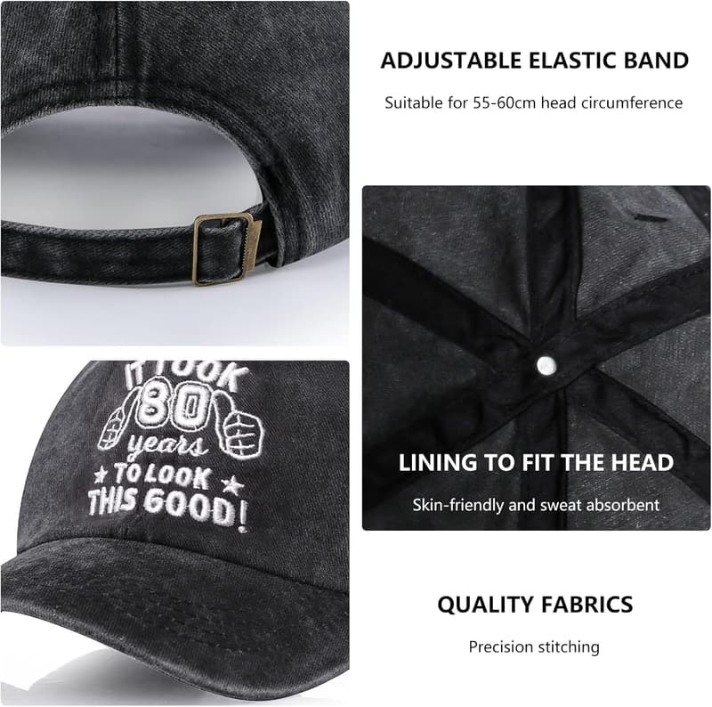 Vintage Adjustable Baseball Caps for Men's Milestone Birthdays