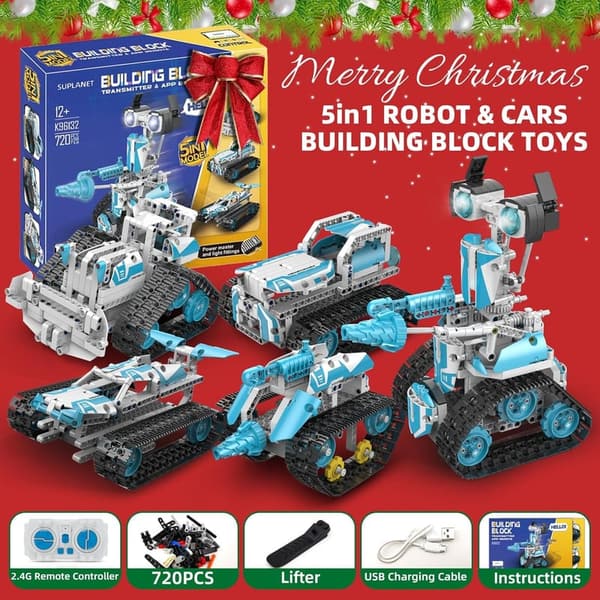 5-in-1 Programmable STEM Robot Kit for Kids Ages 8-14