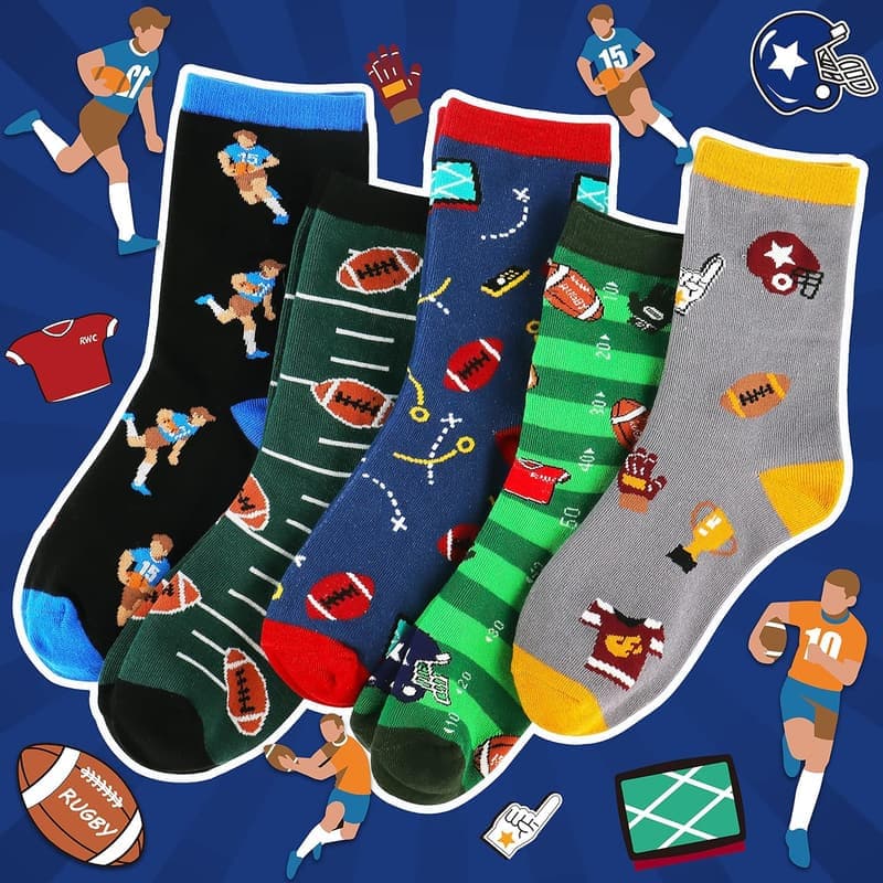 Boys' Sports Socks Gift Set - Football, Basketball, Baseball