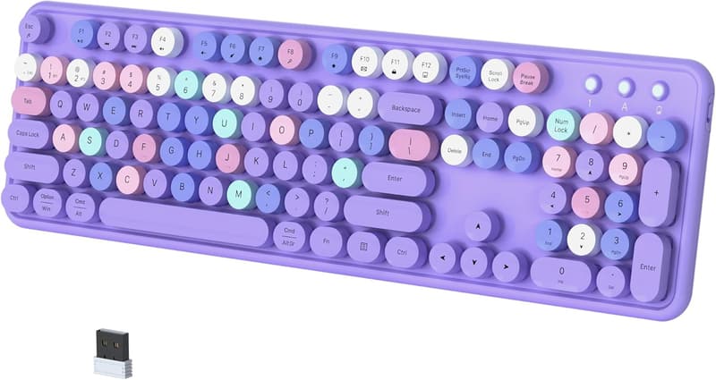 Colorful Retro Bluetooth Keyboard - Multi-Device, Full-Size