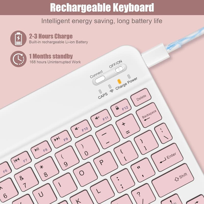 Slim Wireless Bluetooth Keyboard for iPad & Tablets